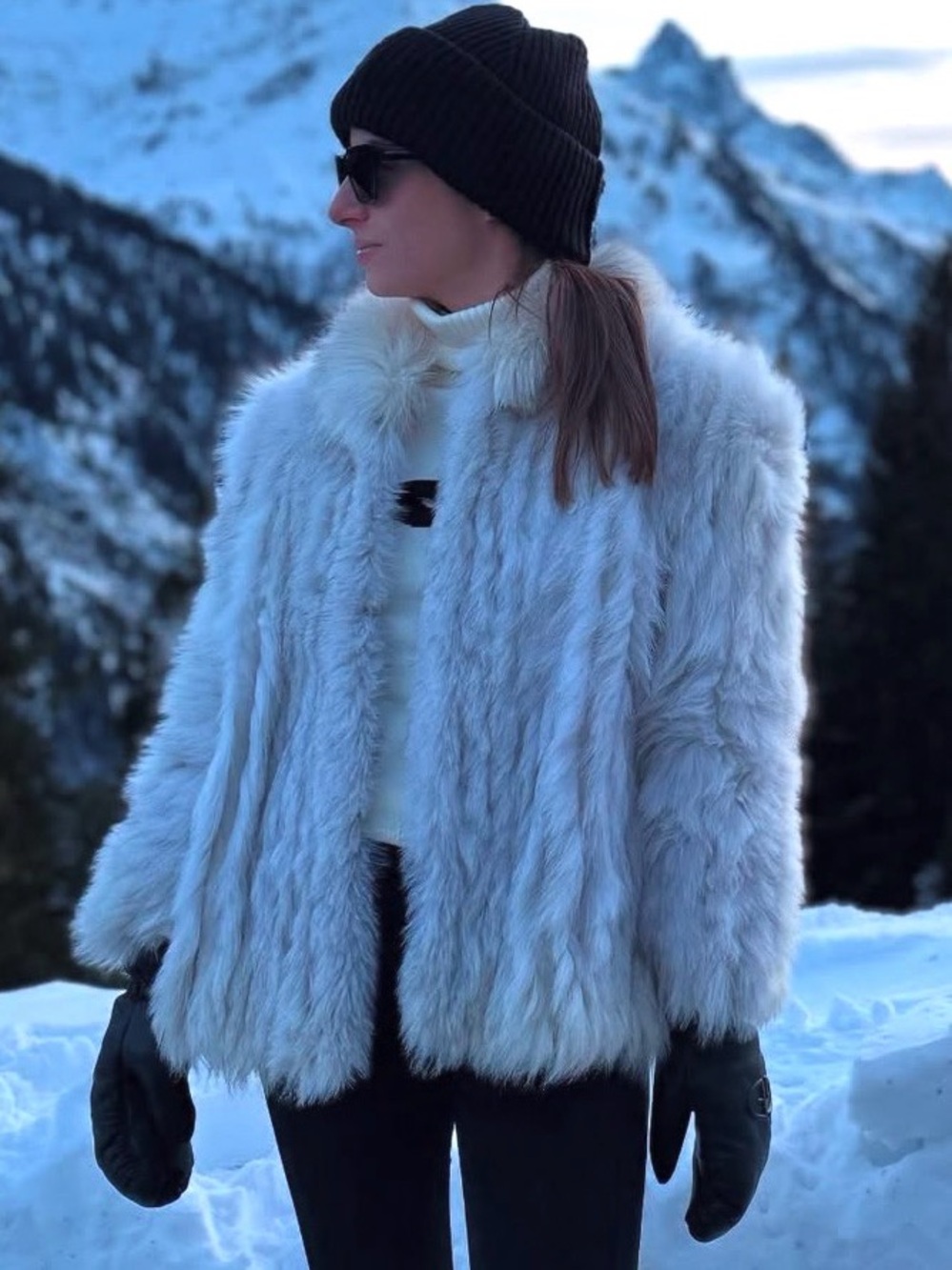 Cream Faux Fur Jacket - Women's Cozy Coat - Picture 11 of 12